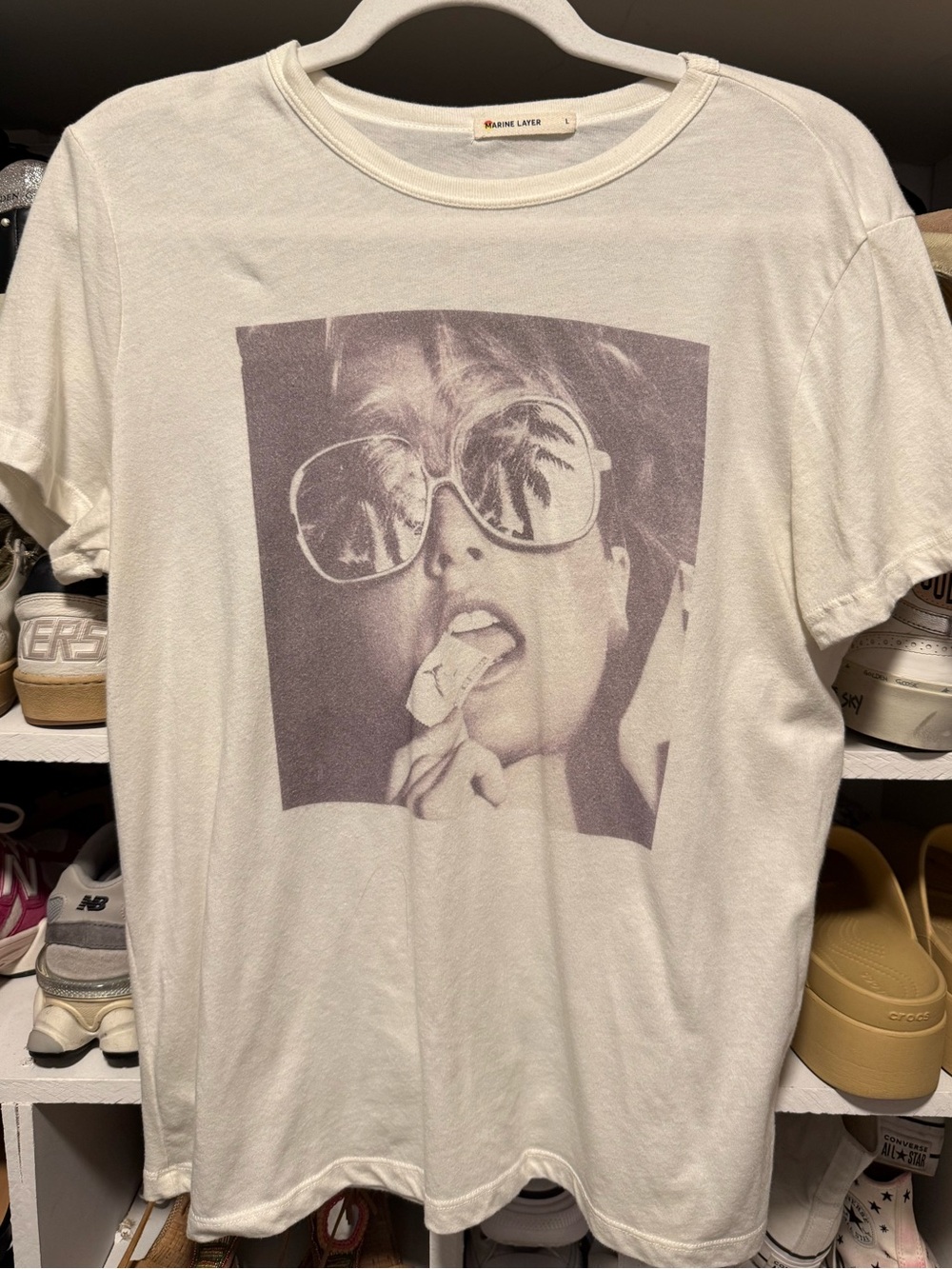 Marine Layer Cream Crewneck Tee